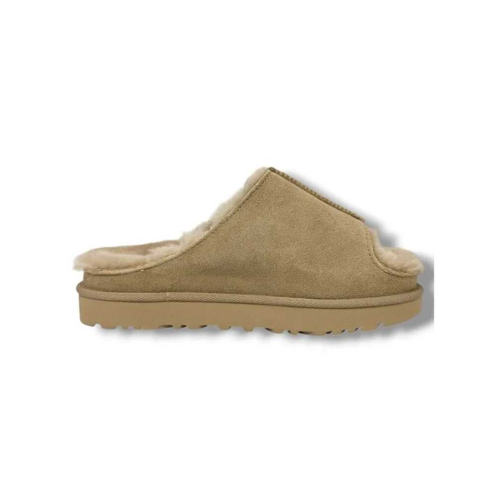 NIB UGG Greenport Suede Shearling Slippers Slip On Slides Size 5 Cozy Cabincore
